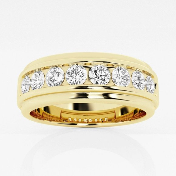 1 ctw Round Lab Grown Diamond Men Channel Set Wedding Band - Picture 3 of 4